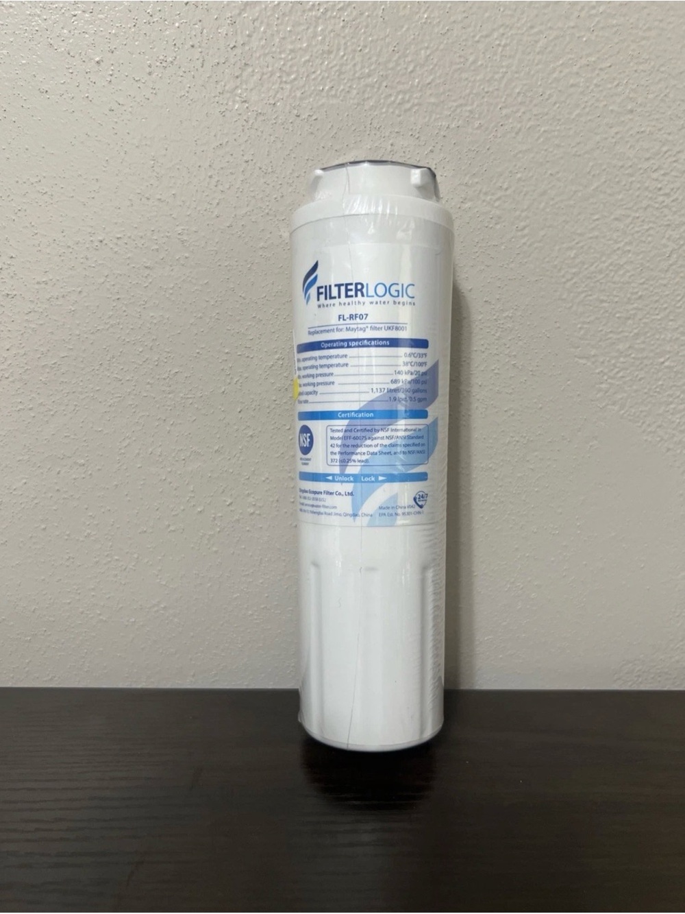 FilterLogic FL-RF07 Refrigerator Water Filter UKF8001 Maytag Compatible